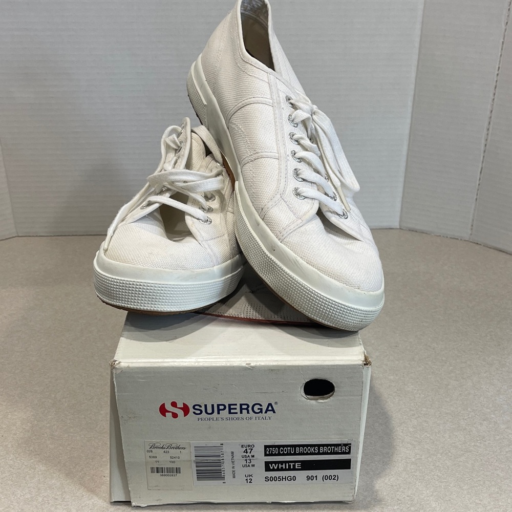 Superga Men's Classic White Canvas Sneakers